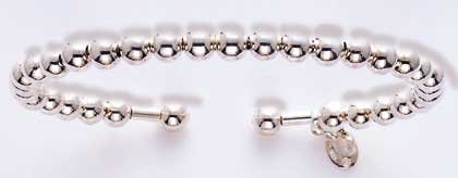 31494 Sterling Silver Beaded Cuff Bracelet
