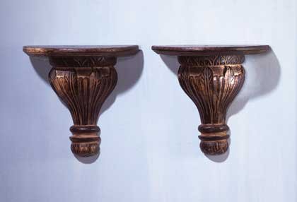 31601 Wood Carved Shelf Sconces