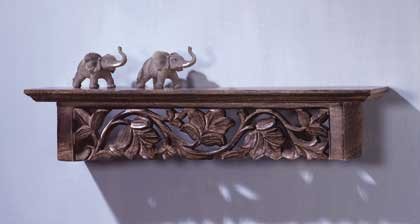 31602 Wood Carved Wall Shelf