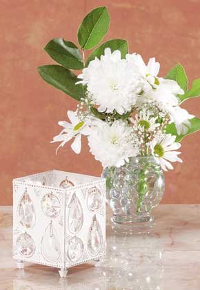 32010 Metal Candleholder with Glass Crystals