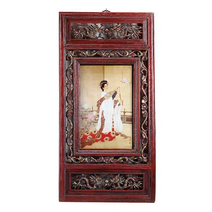 32055 Carved-Frame Chinese Noblewoman Picture