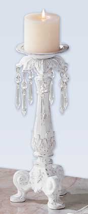 32181 Distressed White Candleholder