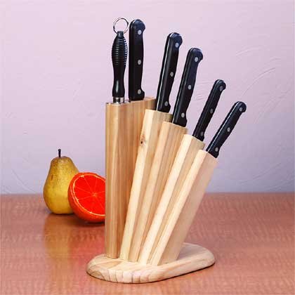 32296 7 Piece Knife and Wood Block Set