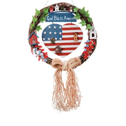 32345 Wood God Bless America Wreath