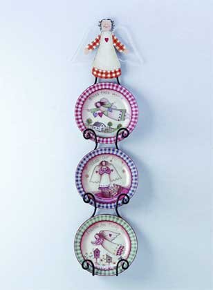 32383 Country Angel Plates with Rack (Set of 4)