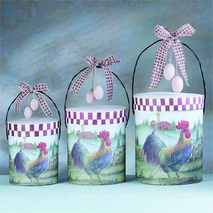 32386 3 Pc Rooster Paper Gift Boxes
