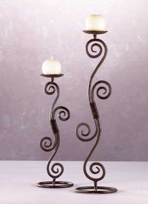 32395 Wrought Iron Scroll Candleholders