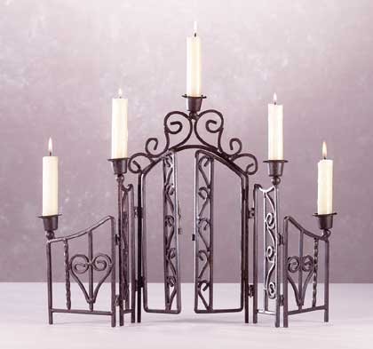32404 Wrought Iron Fence 5-Candle Holder