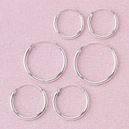 32444 2 Dozen Sterling Silver Hoop Earrings (Retail - 2.99pr.)