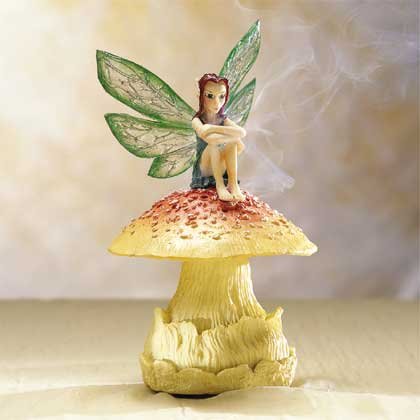 33075 Fairy on Mushroom Incense Burner