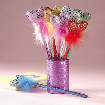 33126 1-Dozen Fabric Heart and Boa Pens