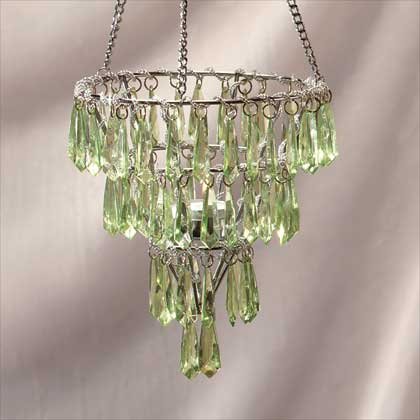 33151 Hanging Votive Holder with Green Pendants