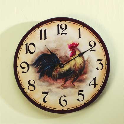 33167 Wood Rooster Wall Clock