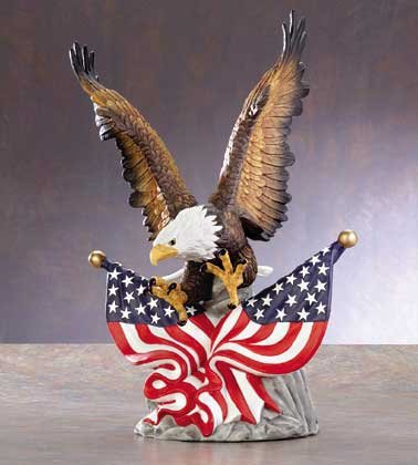 33263 Porcelain Eagle with Two US Flags
