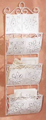 33264 Distressed White Metal Hanging Letter Holder