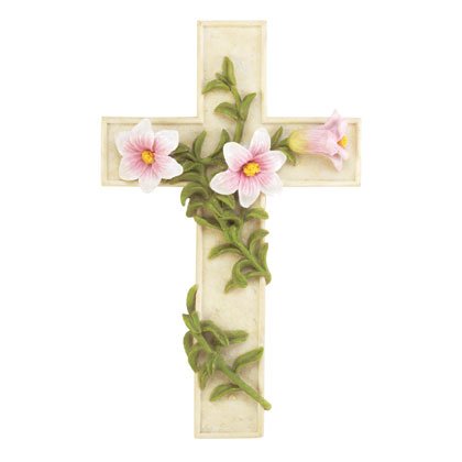 33569 Wall Cross with Flowers and Vine