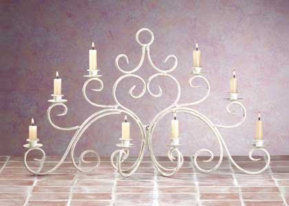 33586 Distressed Ivory Wrought Iron Candelabra