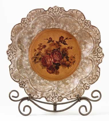 33625 Porcelain Antique-Finish Rose Plate