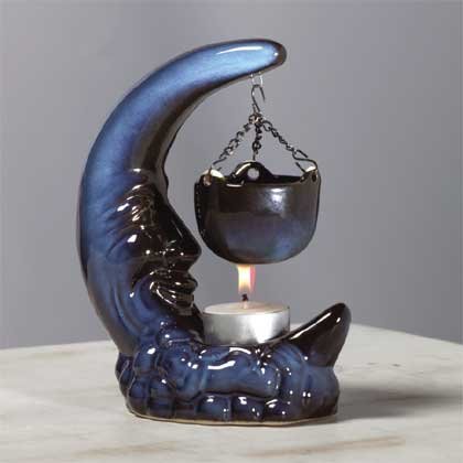 33652 Glazed Porcelain Moon Oil Warmer