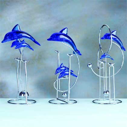 33655 3 Acrylic Dolphin Swinging Sculptures (Retail - 8.95ea.)