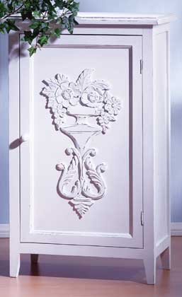 33664 Distressed White Wood Cabinet