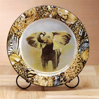 33829 Porcelain Patchwork Elephant Plate