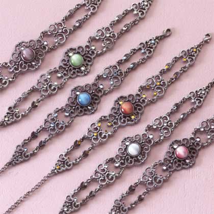 33867 6 Pewter and Cat's Eye Bracelets (Retail - 4.99ea.)