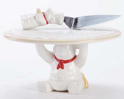 33906 Chef Pig Cake Stand and Server