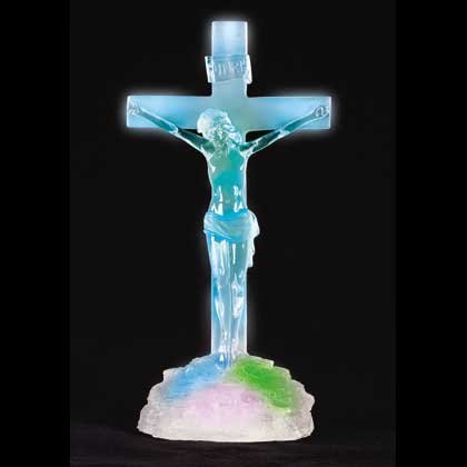 34058 Frosted Crucifix with Multicolor Light