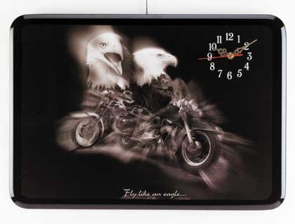 34071 Eagle and Motorcycle Wall Clock