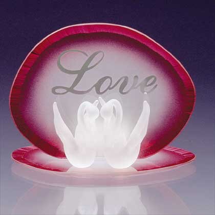 34122 Glass Love Swans Candleholder