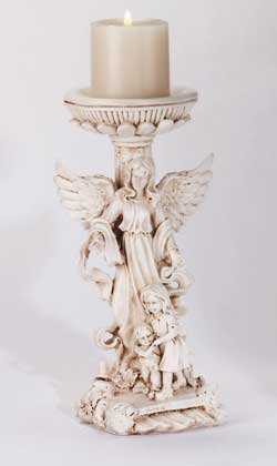 34172 Ivory Finish Guardian Angel Candle Holder