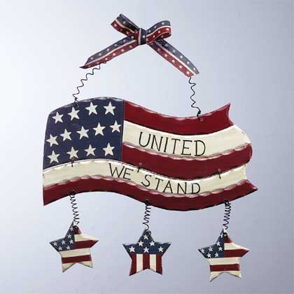 34190 Wood Flag Wall Plaque
