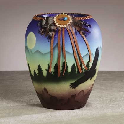 34236 Ceramic Southwest Eagle Vase