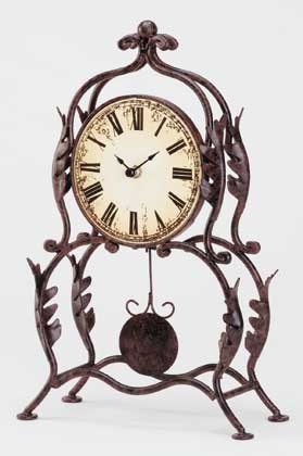 34266 Wrought Iron Leaf Design Desk Clock