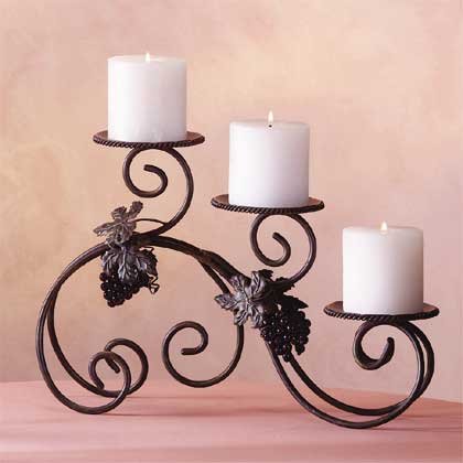 34272 Wrought Iron and Grapes Candle Holder
