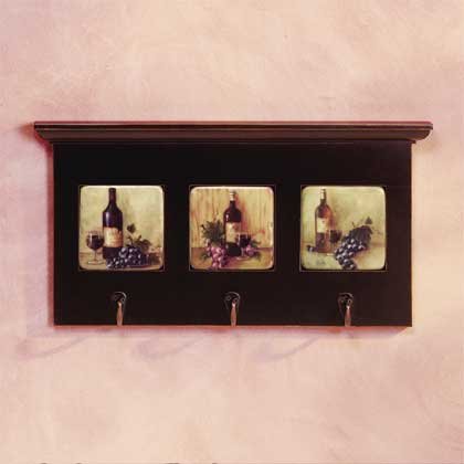 34273 Wine Tiles Coat Hanger and Wall Shelf
