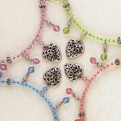 34296 4 Beaded Chokers with Heart Pendant (Retail - 4.99ea)