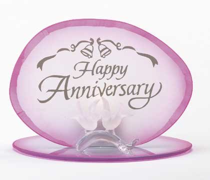 34360 Glass Happy Anniversary Candleholder