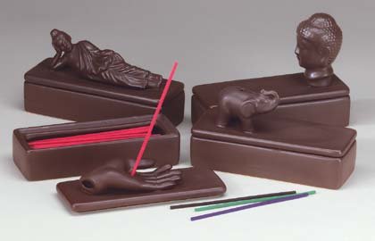 34636 PK 4 Buddha Design Terra Cotta Incense Boxes (Retail - 9.95ea)