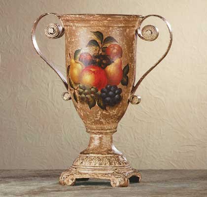 34666 Porcelain Antique-Finish Fruit Design Urn