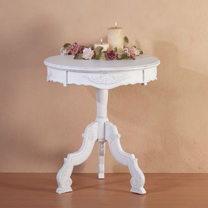 34708 Distressed White Wood Round Table