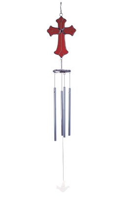 34731 Stain Glass Cross Windchime