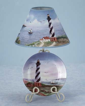 34831 Lighthouse Lamp and Plate Set