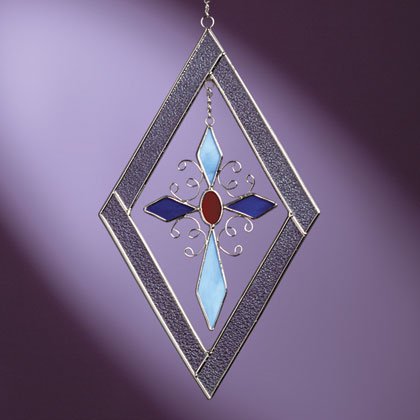 34908 Diamond-Shaped Cross Suncatcher