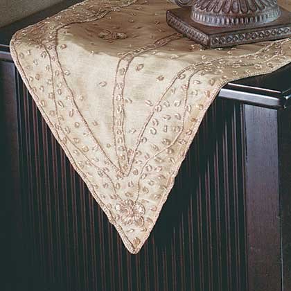 35026 Gold Embroidered Table Runner