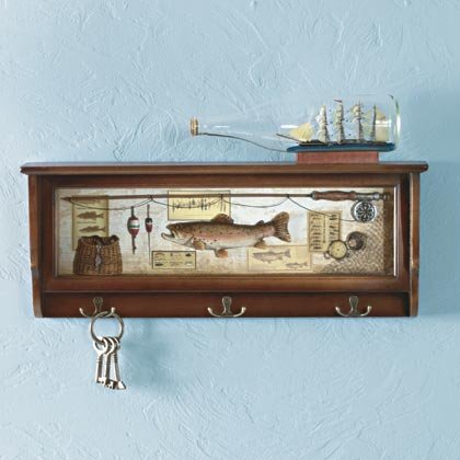 35129 Fishing-Themed Shadowbox Wall Shelf
