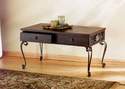 35334 Wood and Wrought Iron Occassional Table