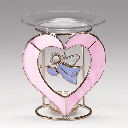 35354 Glass Angel Heart Oil Warmer