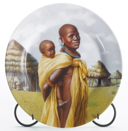 35375 Mother & Child Plate with Metal Stand